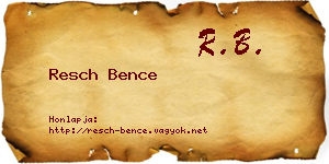 Resch Bence névjegykártya
